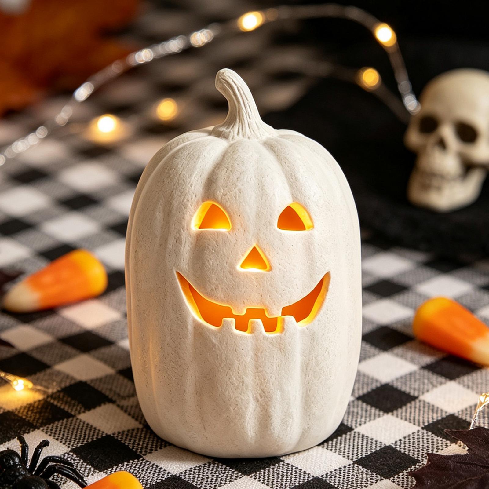 Crafting Resin - ハロウィンカボチャの工芸品 樹脂製カボチャの手作りランタン飾り ハロウィンホームデコレーション 室内テーブルトップセンターピース用