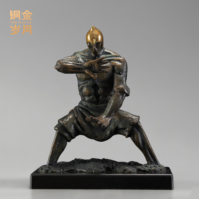 Resin Craft Workshop - PYJ銅工芸工房侍太極図真鍮彫刻像飾りオフィス金属銅工芸品