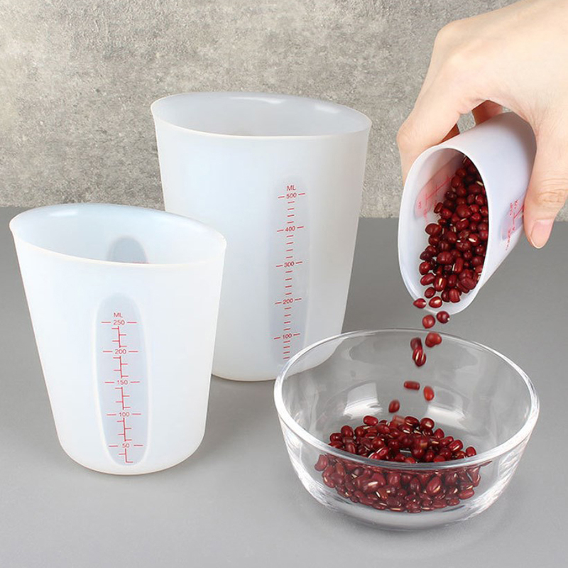 Mixing Cup Silicone - スケール付きシリコン計量カップ、DIY石膏、エポキシ樹脂接着剤、ミキシングカップ、ジュエリー作成ツール、125 ml、250 ml、500ml