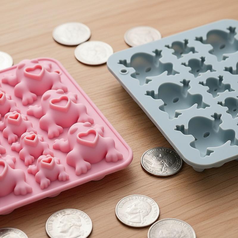 Silicone Mold Tray - カエルのシリコン型、誕生日、パーティー、ケーキデコレーション、過越祭の焼き菓子、アイストレイ用のキャンディチョコレートカエル型