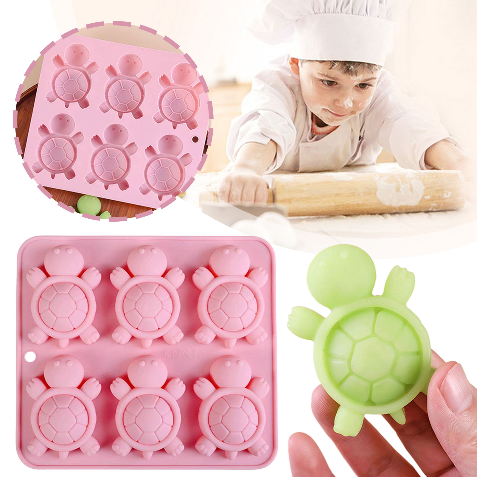 Silicone Mold Tray - カメのアイストレイ3Dカメのウミガメのシリコン型DIYアイスキューブ用の手作りのキッチンベーキング用品