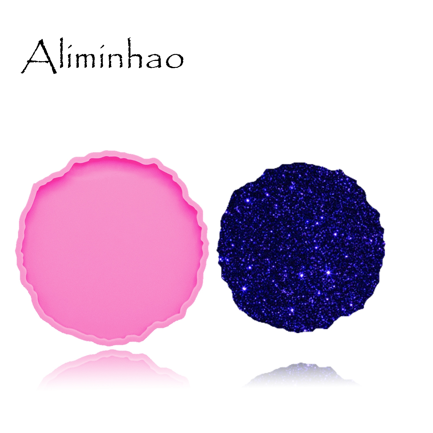 Geode Mold Silicone - Dy0278丸型シリコンモールド,高品質の光沢のあるエポキシ樹脂モールド,日曜大工コースター,ジオードコースターモールド