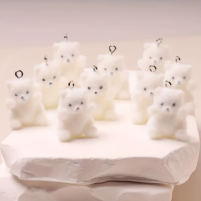 Resin Craft Material - 6 個シロクマ樹脂チャームクリスマス氷雪テーマペンダント DIY アクセサリー電話チェーンバッグ飾りクラフト装飾