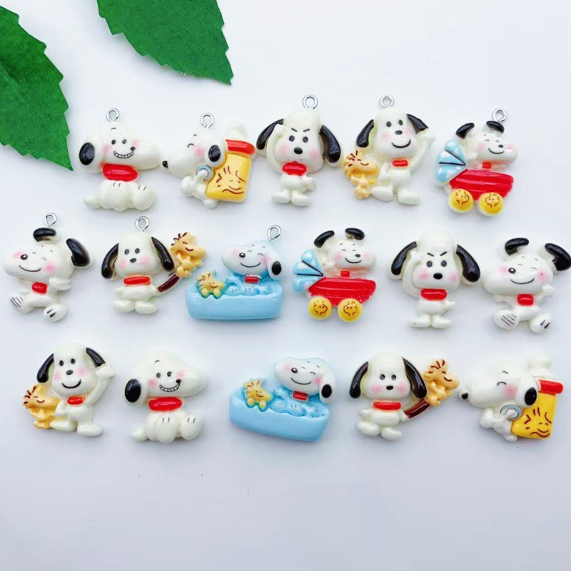Resin Craft Projects - 12個入り樹脂製漫画犬ペンダント、DIYジュエリー製作イヤリング、キーホルダーアクセサリー