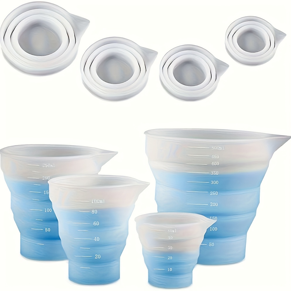 Mixing Cup Silicone - 50-500 ミリリットル折りたたみ式シリコーン計量カップマルチスペックポータブル液体容器シリコーン混合カップ DIY エポキシ樹脂ジュエリー H