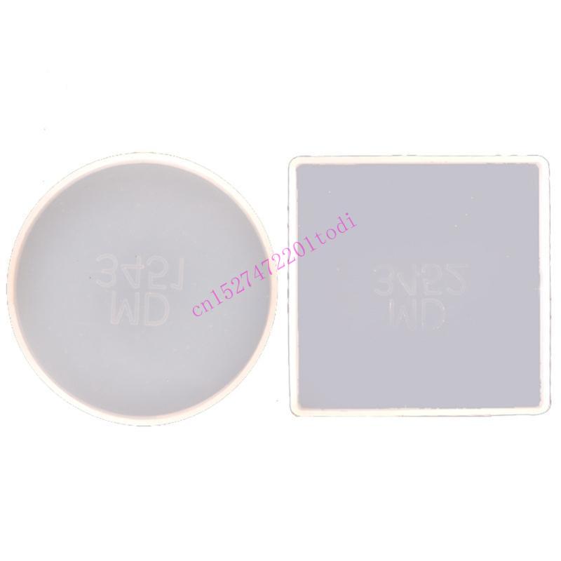 Geode Mold Silicone - 2 個ラウンドスクエアコースター樹脂金型キットジオード瑪瑙樹脂コースター金型ツール M76B