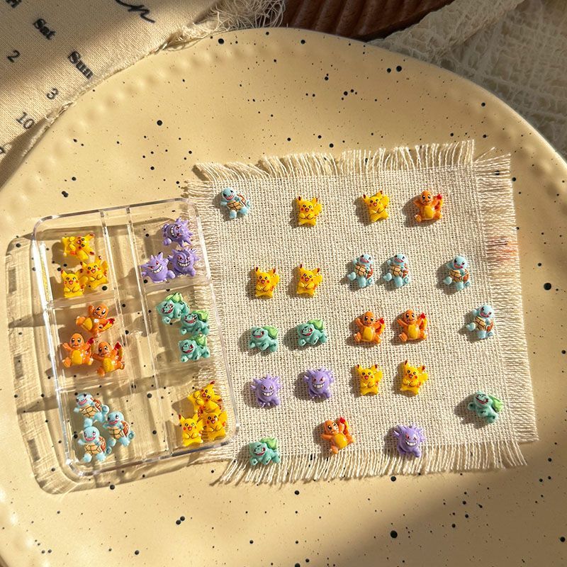 Crafting Resin - ポケモンネイルアートアクセサリー、かわいいミニ3Dゼニガメとゲンガーのレジン製DIY装着可能なネイルデコレーション、友達への楽しい贈り物
