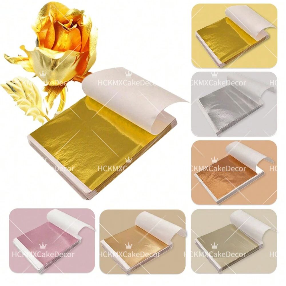 Gold Foil Flakes - 100枚入り 模造金箔シート マルチカラー メタリック箔紙 金箔細工 ネイル