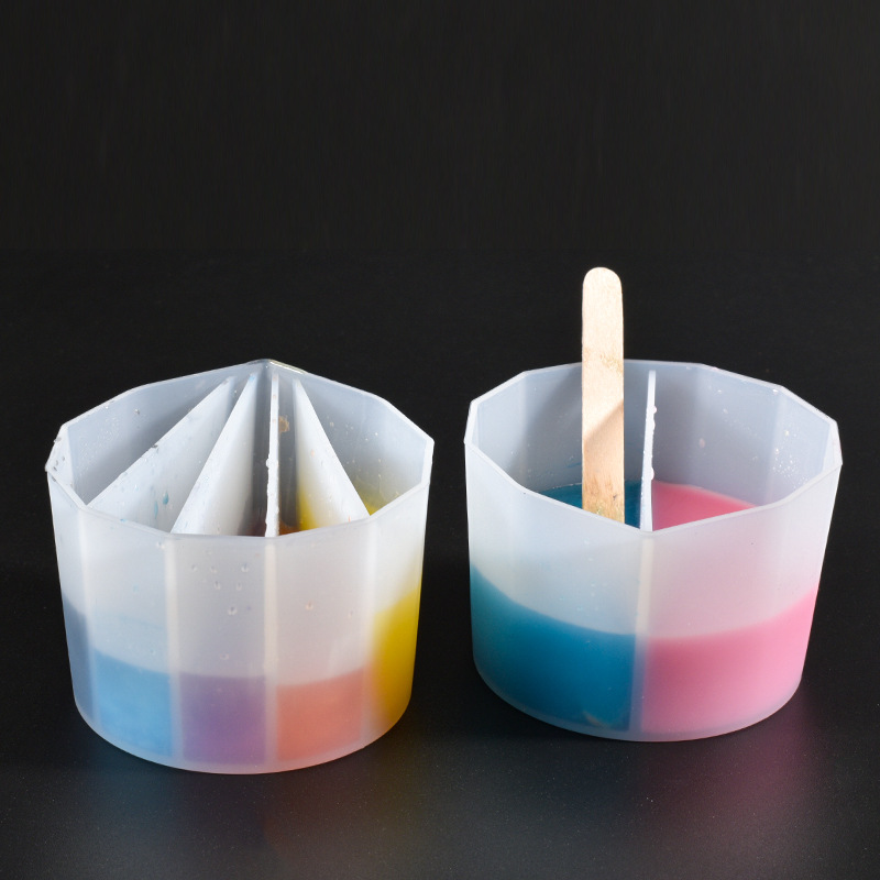 Mixing Cup Silicone - ペイントポーリング用分割カップ、流体アート、アクリル絵画用の再利用可能なシリコン製ディバイダーカップ3個パック