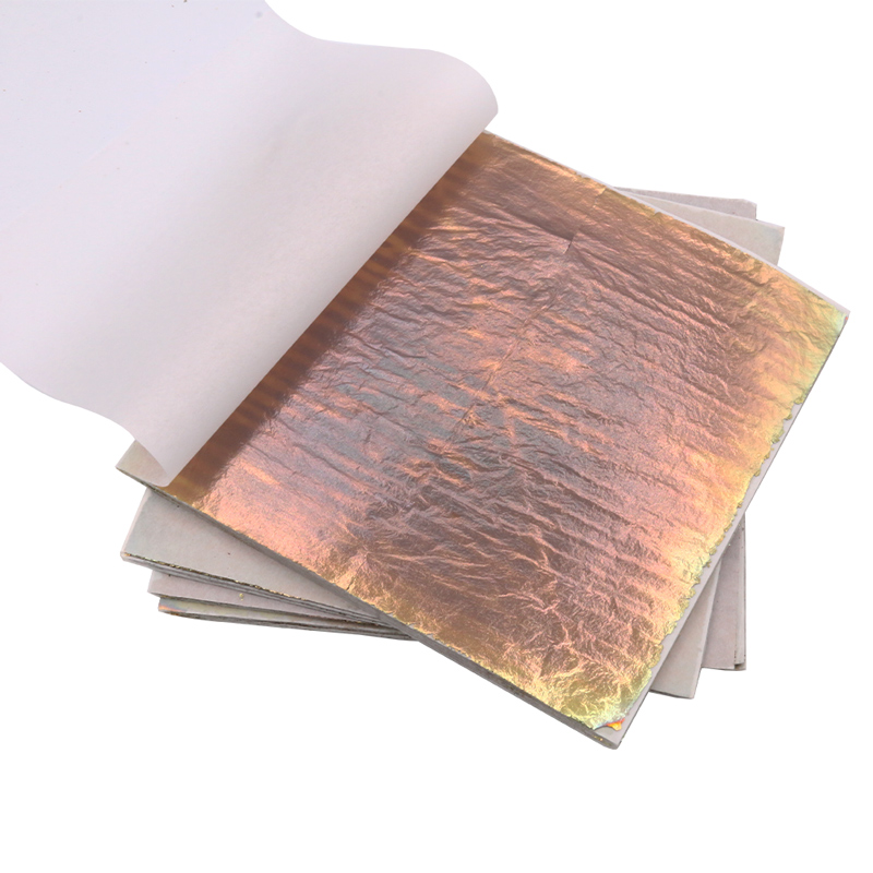 Gold Foil Flakes - 14 × 14 センチメートルカラフルな模造金箔シート多彩な金箔 50 個/小冊子爪金メッキクラフト紙家具装飾
