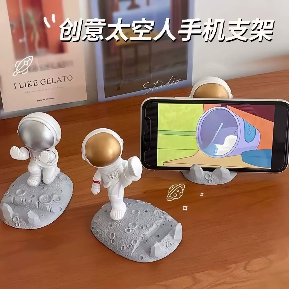 Crafting Resin - ユニークな宇宙飛行士の電話スタンド宇宙飛行士アクションフィギュア樹脂クラフトギフトデスクトップホームオフィス装飾飾り