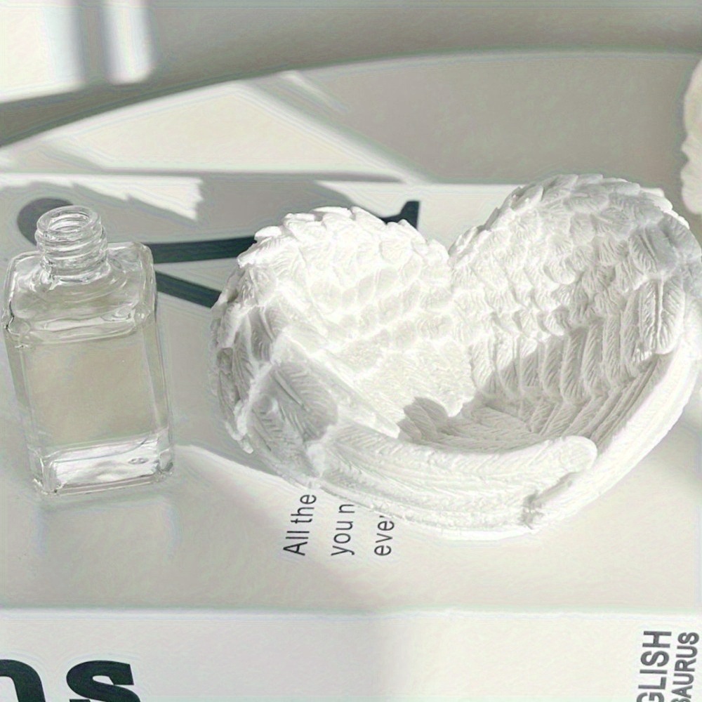 Resin Craft Ideas - 1個 エンジェルウィングハートシリコンモールド、レイヤードウィングデザイン - 石膏、ワックス、樹脂工芸用の柔軟で再利用可能なシリコンモールド
