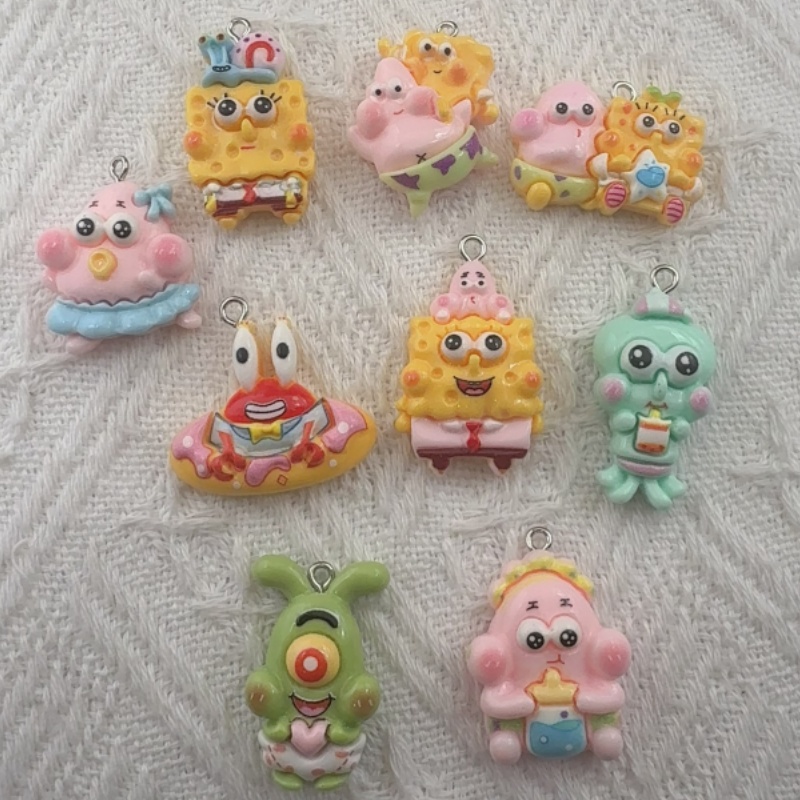 Resin Craft Projects - 10個入り漫画風樹脂ペンダント、DIYジュエリー製作イヤリング、キーホルダーアクセサリー