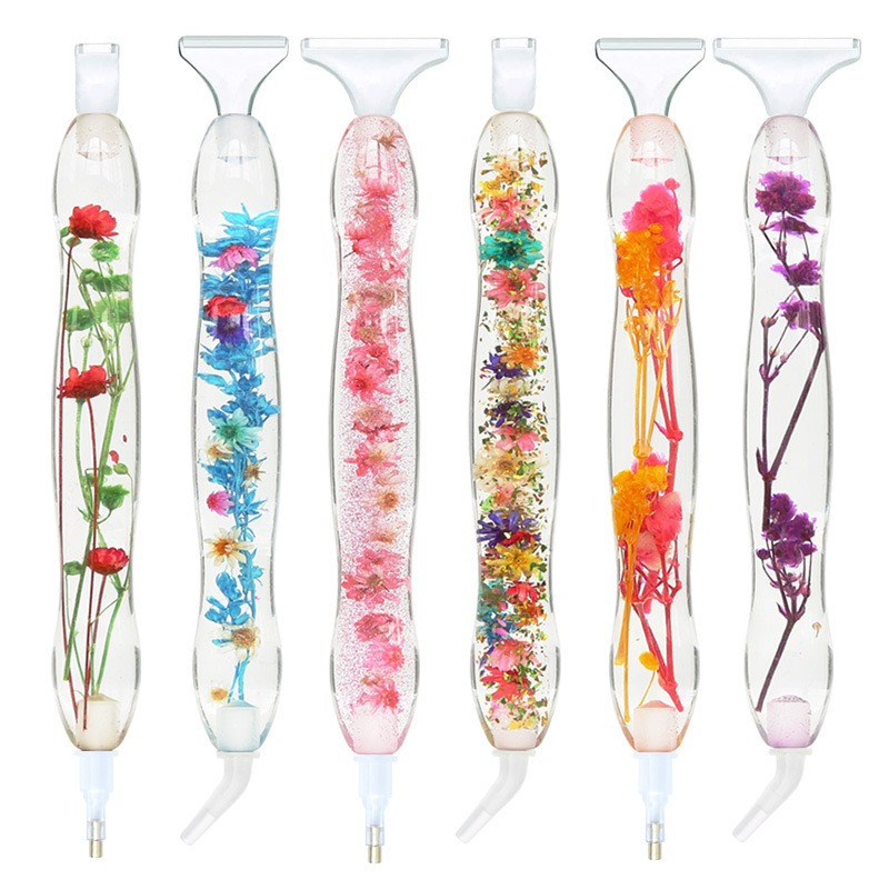 Resin Craft Ideas - 1セットフラワーデザイン樹脂製5Dダイヤモンドペインティングペン、カラフルポイントドリルペン（6ヘッド付き）DIYアートクラフト手作りアクセサリー