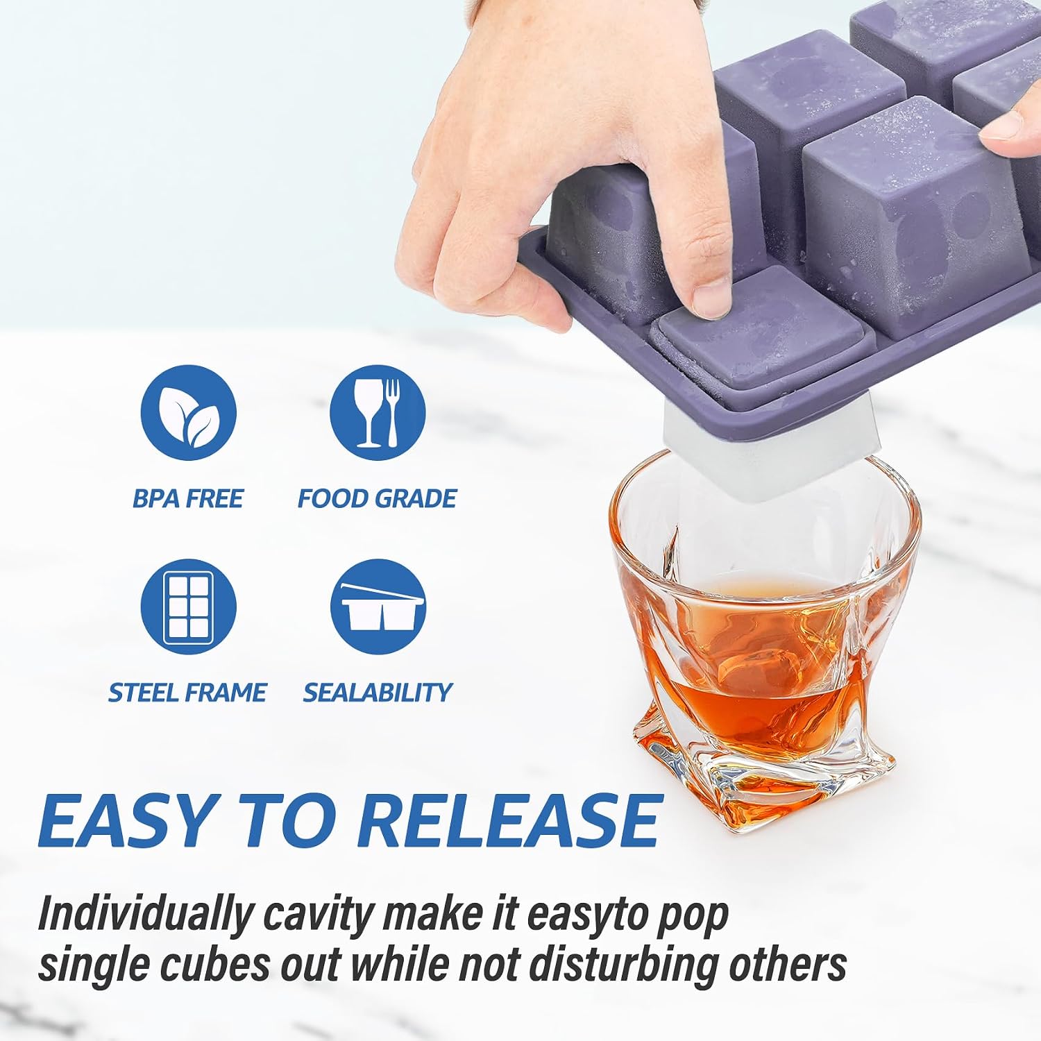 シリコン製製氷皿：2個パック 正方形 ウイスキー用大型製氷型 - Silicone Mold Tray のレビューと価格