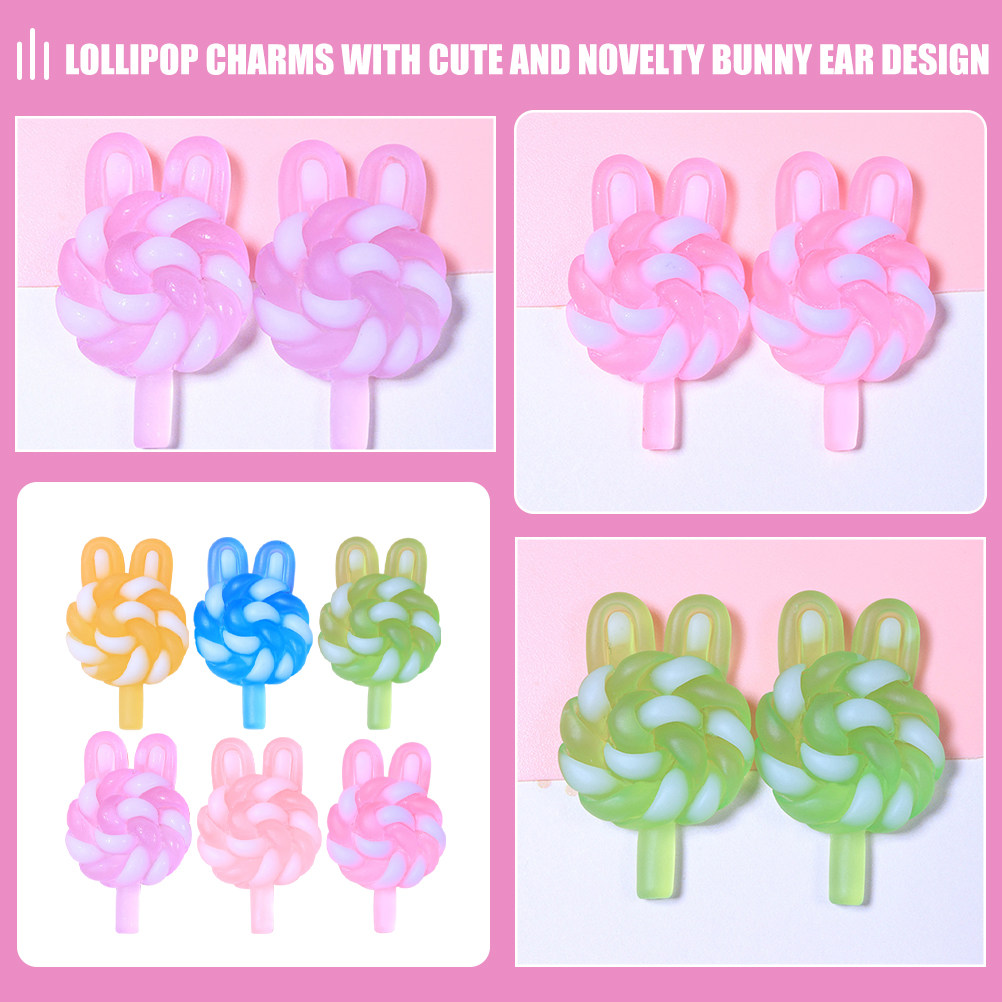 24 個のかわいい漫画ロリポップチャームウサギの形をした光る - Crafting Resin のレビューと価格