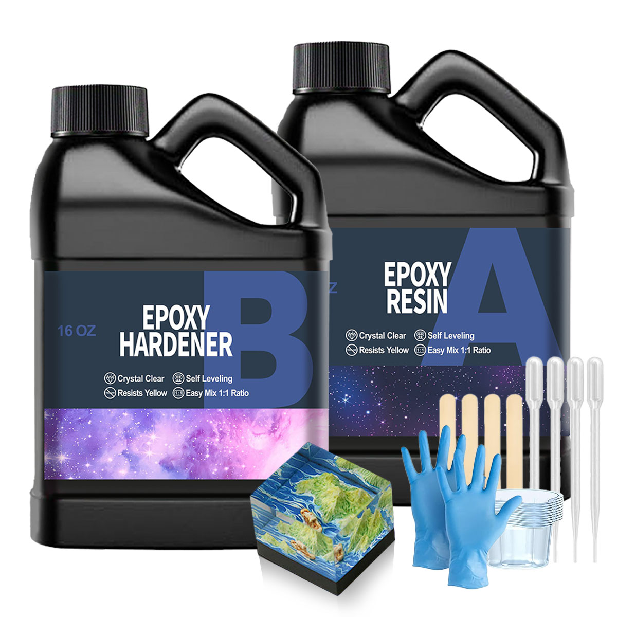 32オンス クリアエポキシ樹脂キット、非黄変性、気泡なし配合 - Resin Jewelry Kit のレビューと価格