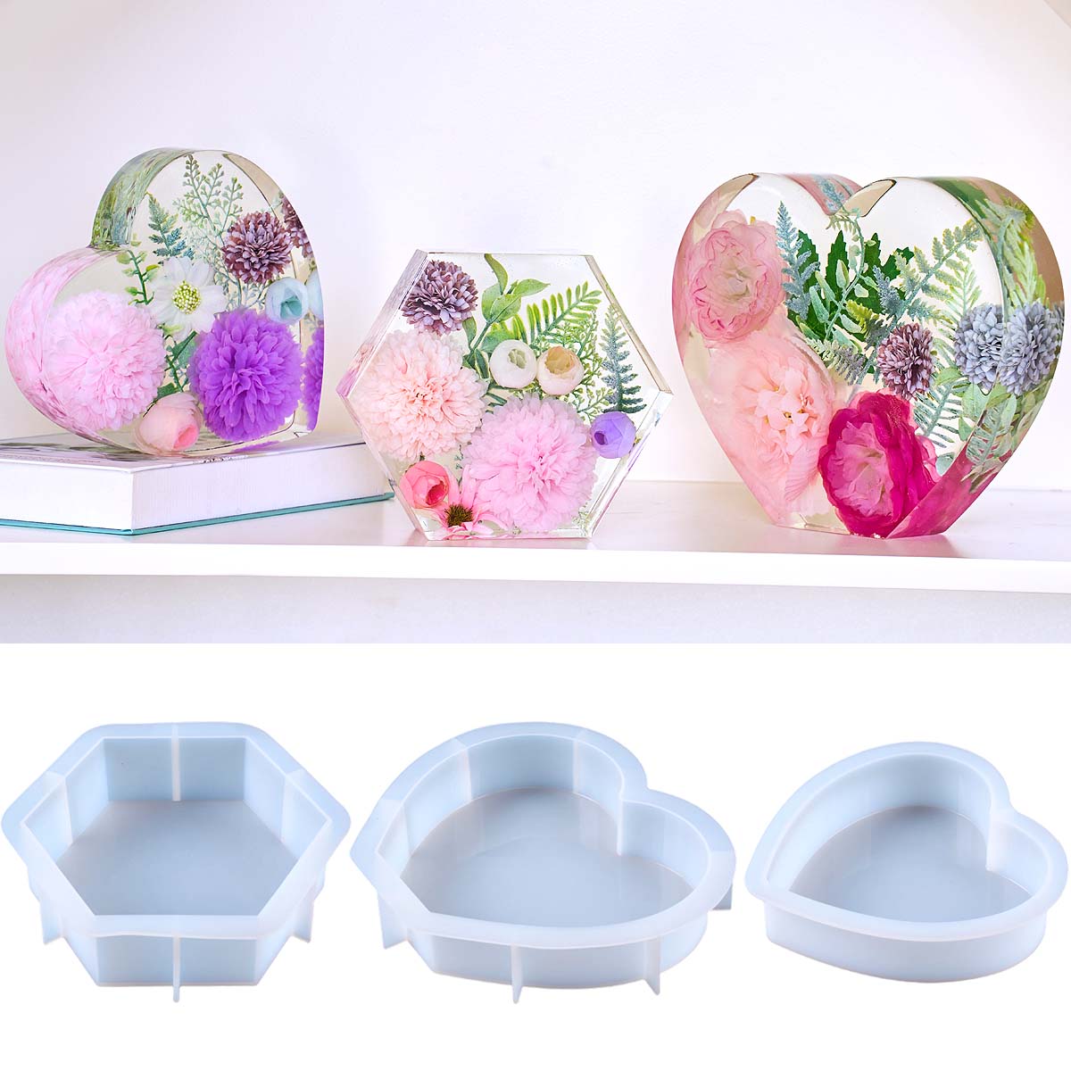 大型愛シリコンモールド DIY ハート六角形エポキシ樹脂モー - Resin Craft Ideas のレビューと価格