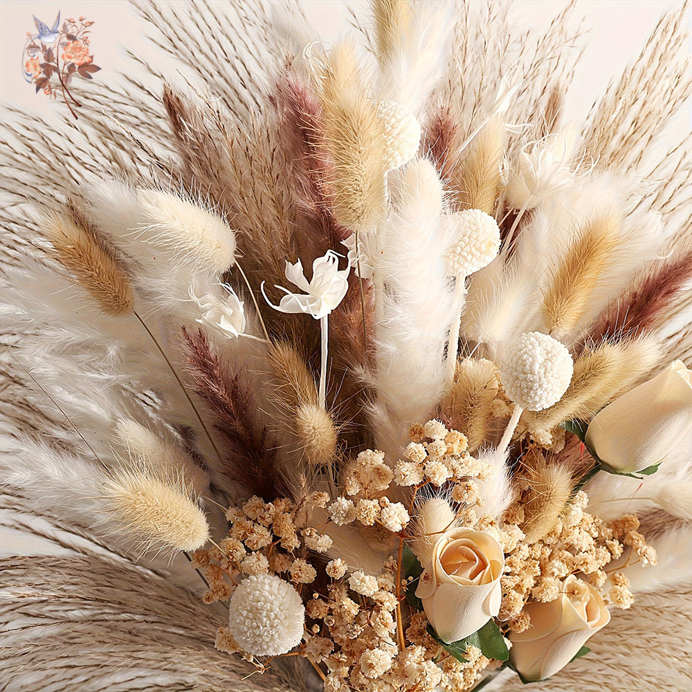 80個入り人工ドライフラワーブーケ、インテリアホームテーブル - Dried Flower Bulk のレビューと価格