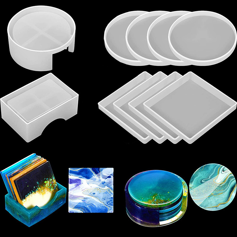 5個/セット DIY エポキシ樹脂カップコースター作成用シリ - Coaster Mold Round のレビューと価格