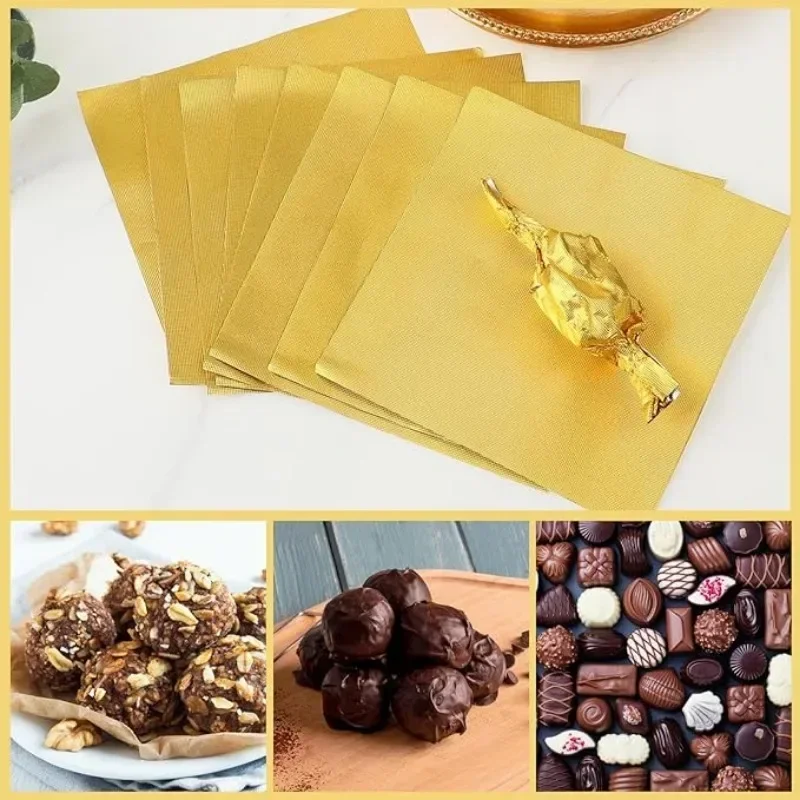 100 個大ドバイチョコレートキャンディバーラッパー紙シート - Gold Foil Flakes のレビューと価格