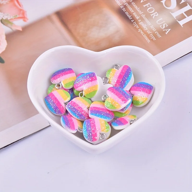 10 個のカラフルなハート樹脂チャームかわいい混合色のラブハ - Resin Craft Projects のレビューと価格