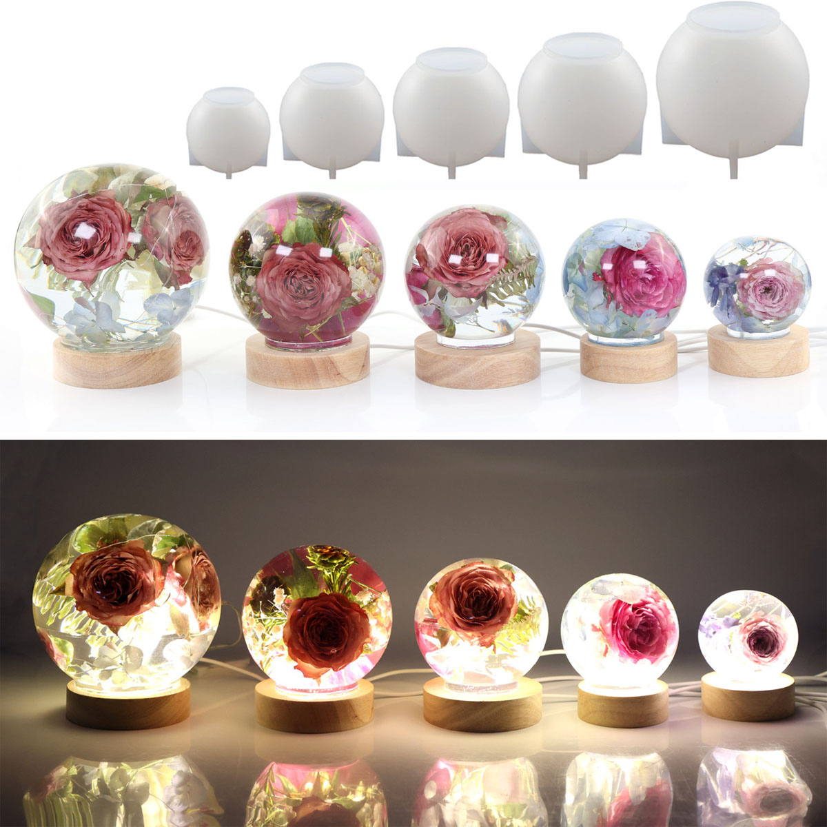 65-120mm球体シリコンモールド、ドライフラワー球体、レ - Resin Craft Ideas のレビューと価格