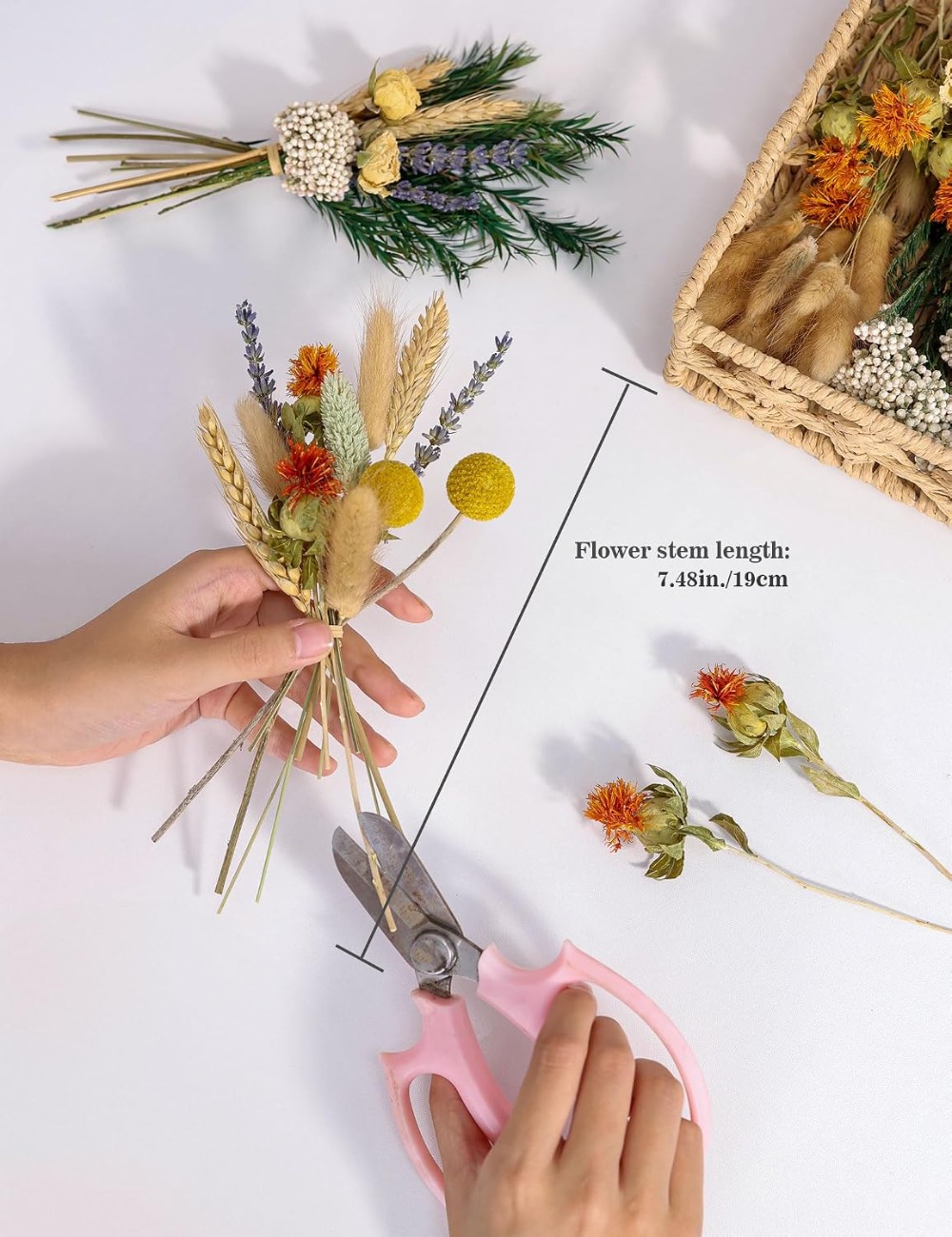 DIY ナチュラルドライフラワーセット 花茎付き 花瓶飾り用 - Dried Flower Bulk のレビューと価格