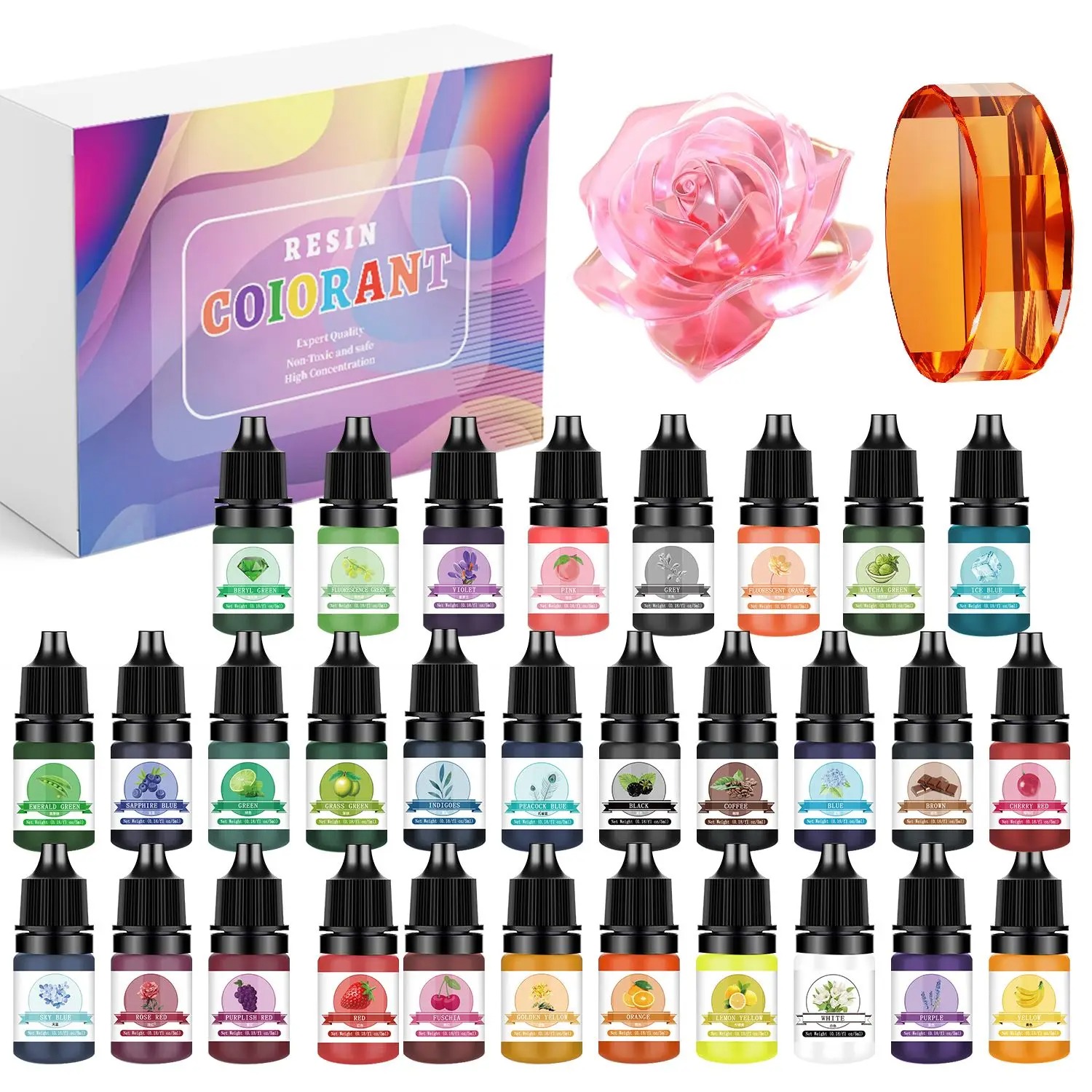 30色 5ml エポキシ樹脂顔料キット 液体着色剤 DIY  - Resin Jewelry Kit のレビューと価格