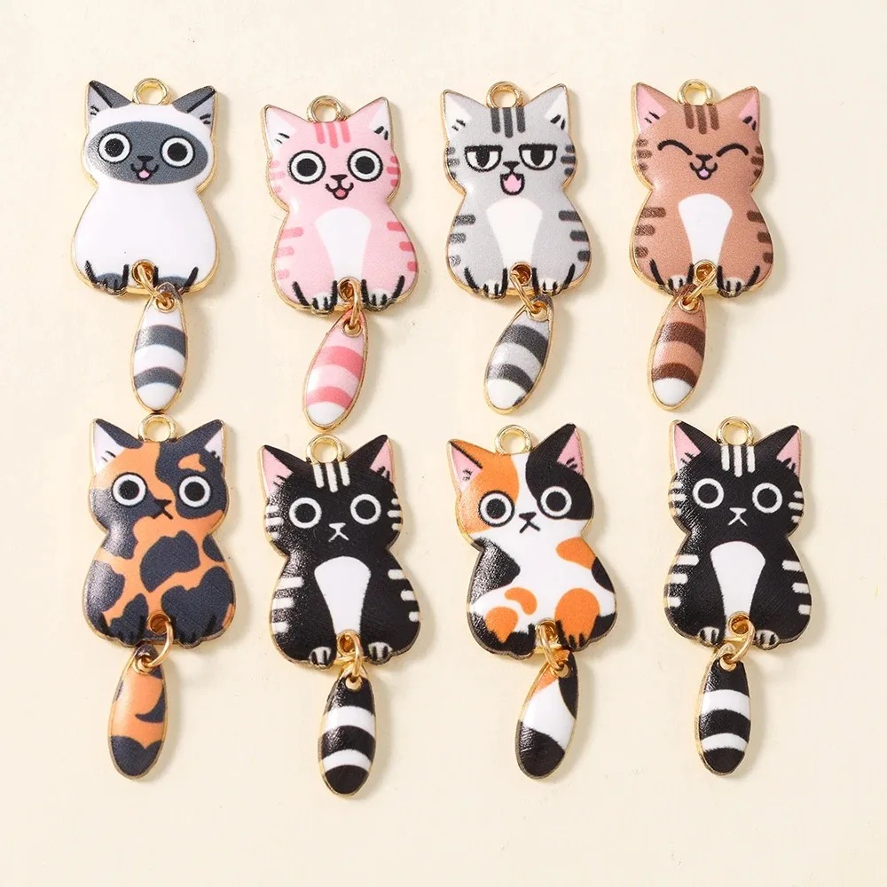 10 個 16 × 39 ミリメートルかわいい漫画猫樹脂チャ - Resin Craft Material のレビューと価格
