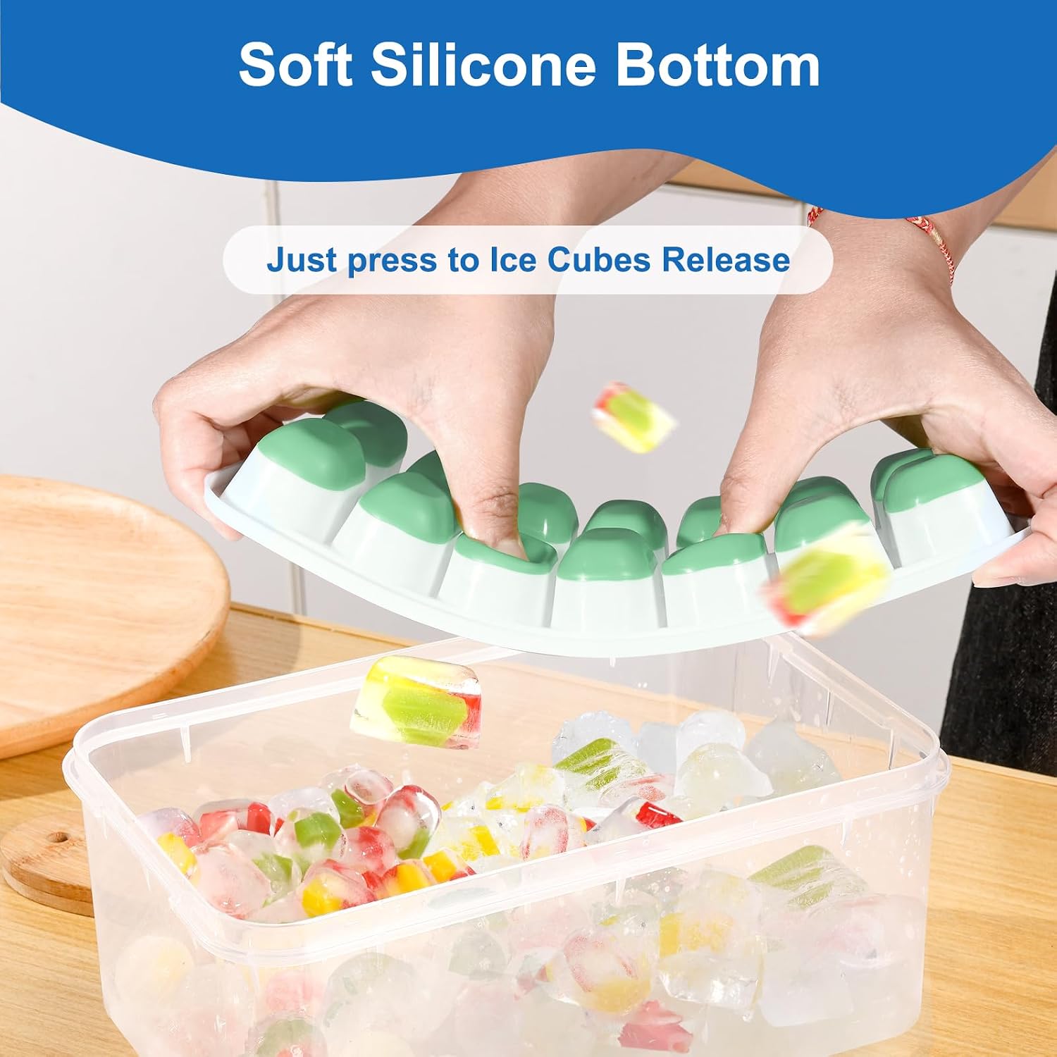 蓋付きアイスキューブトレイ、3パックシリコン製簡単取り出しア - Silicone Mold Tray のレビューと価格