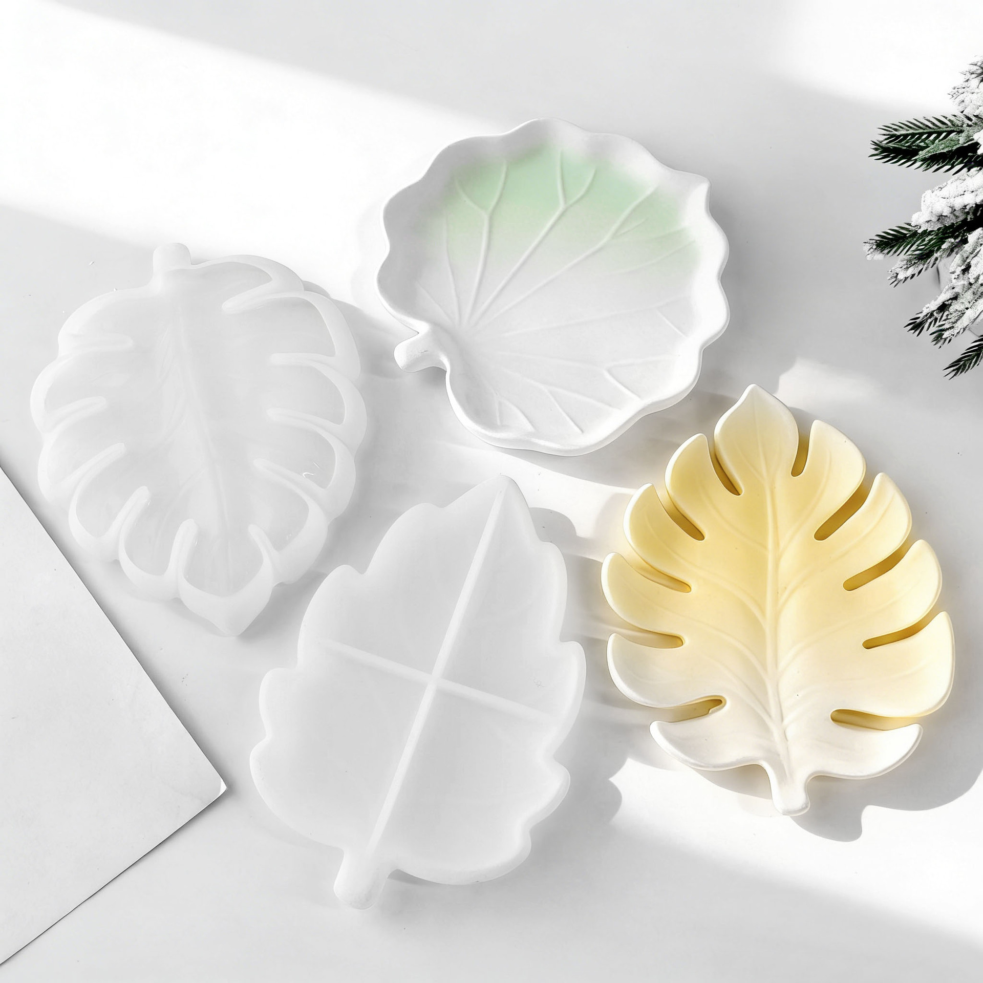 DIY 石膏フォームリーフコースターシリコンモールド幾何学的 - Serving Tray Mold のレビューと価格