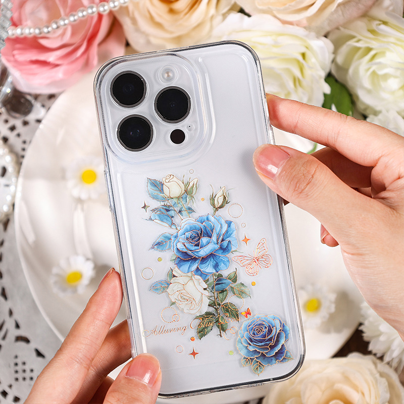 4 枚のカラフルなバラの花ゴールド箔背景ステッカー DIY  - Gold Foil Flakes のレビューと価格