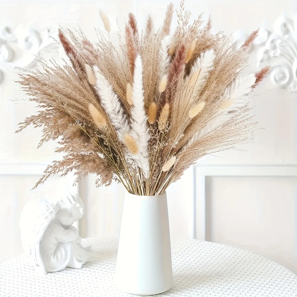80 個のナチュラルドライフラワーブーケ家の装飾ススキ葦草ウ - Dried Flower Bulk のレビューと価格