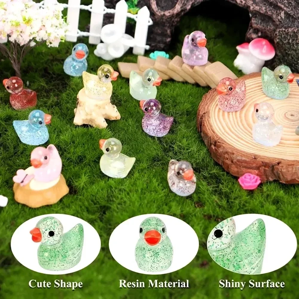 マイクロ風景かわいいキラキラピンクの小さな黄色いアヒル人形ペ - Resin Craft Material のレビューと価格