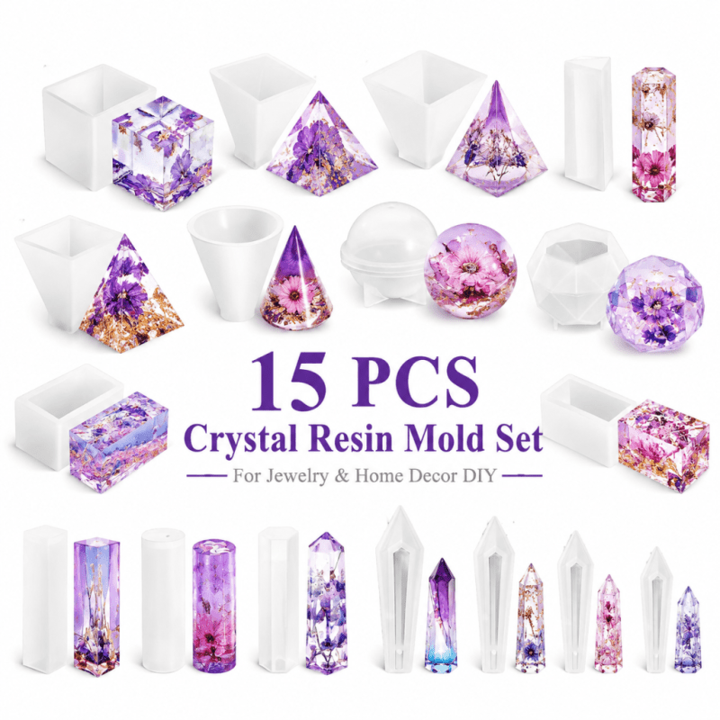 15個入りクリスタルレジンシリコンモールドセット、ジュエリー - Resin Jewelry Kit のレビューと価格