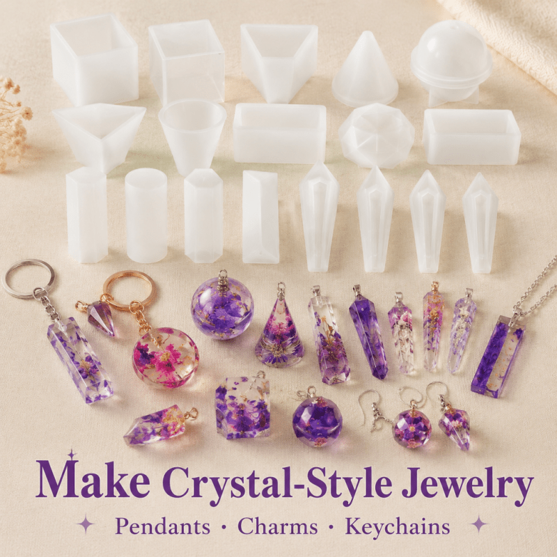 15個入りクリスタルレジンシリコンモールドセット、ジュエリー - Resin Jewelry Kit のレビューと価格