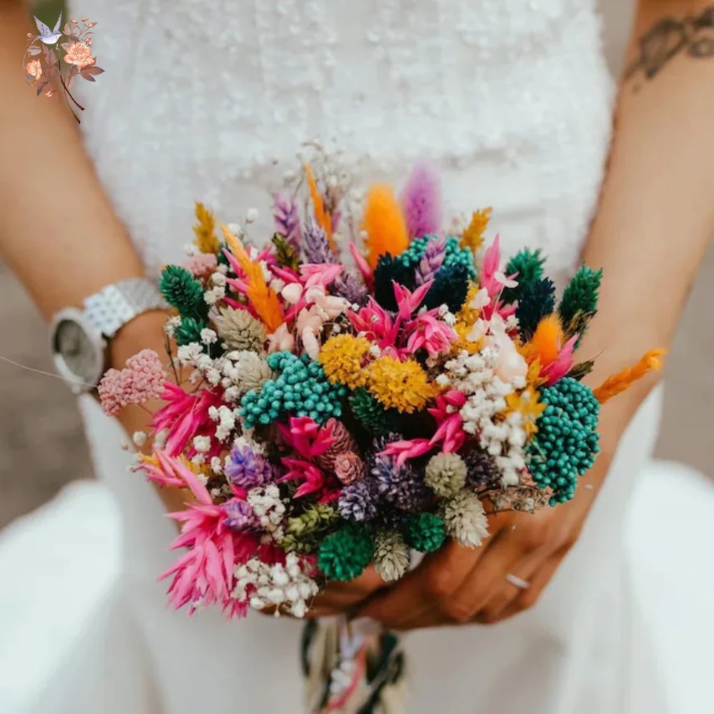 カラフルなドライフラワーウェディングブーケ花嫁用保存パンパス - Dried Flower Bulk のレビューと価格