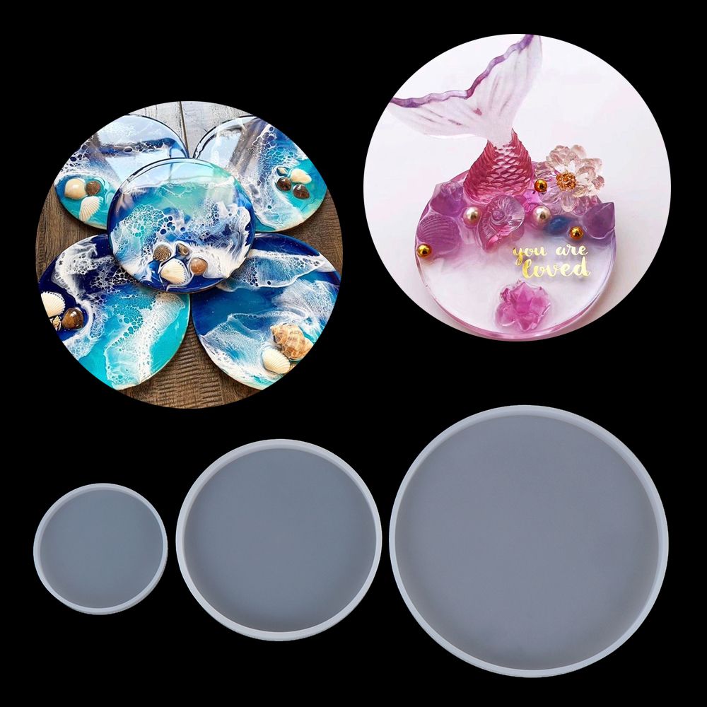 手作りペンダント瑪瑙流体アートシリコンラウンドコースターモー - Coaster Mold Round のレビューと価格