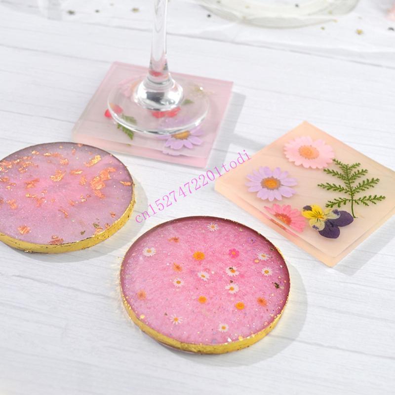 2 個ラウンドスクエアコースター樹脂金型キットジオード瑪瑙樹 - Geode Mold Silicone のレビューと価格