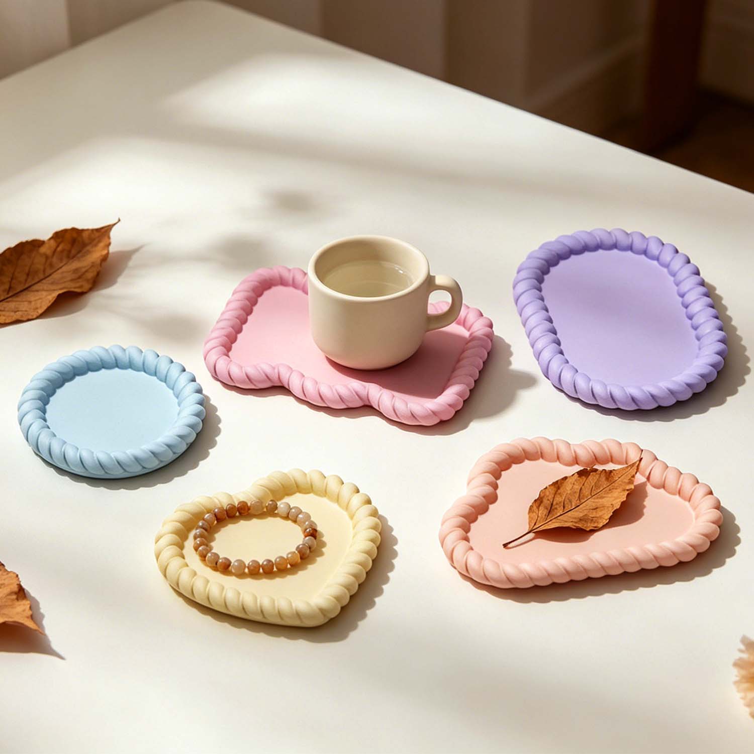 様々なジュート製コースターセット、クリスタルレジンフラワーモ - Serving Tray Mold のレビューと価格