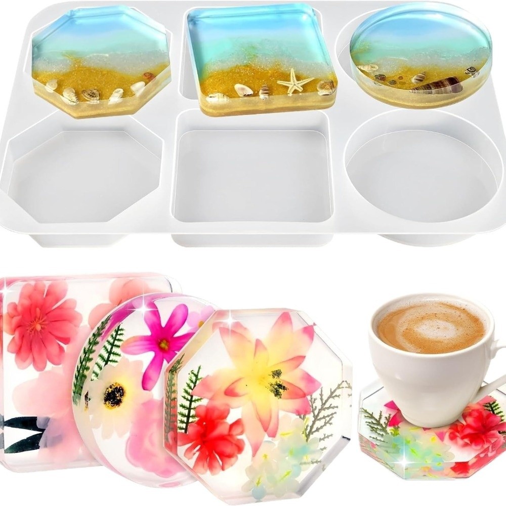 クリエイティブコースターシリコンモールドラウンド幾何学模様D - Coaster Mold Round のレビューと価格