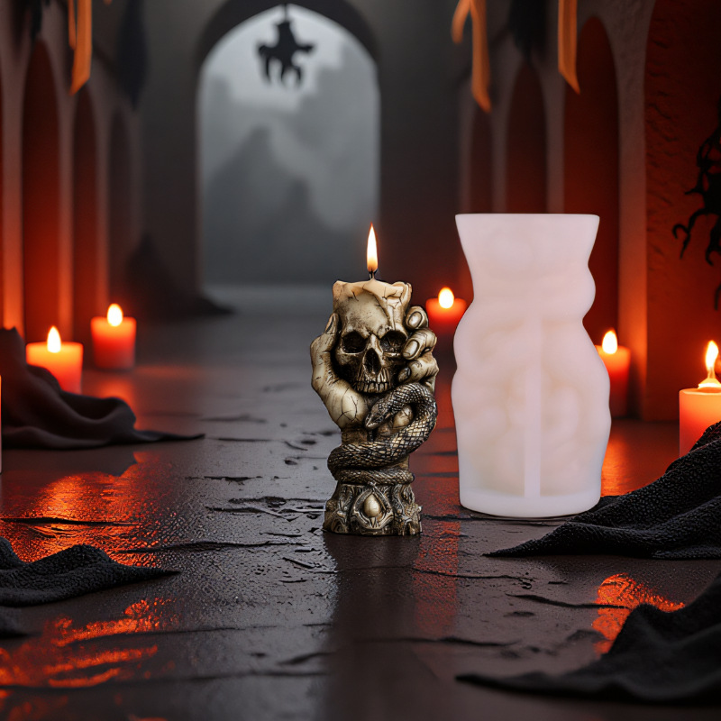 ハロウィンスカルアロマキャンドルシリコンモールドスネークハン - Resin Craft Workshop のレビューと価格