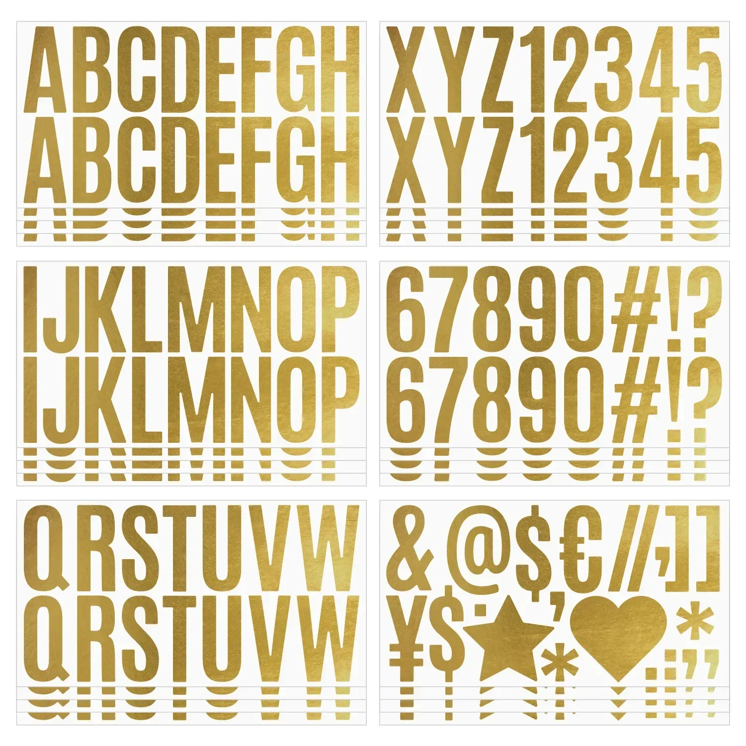 100 個 6 シートゴールドレターステッカー 2.5 イン - Gold Foil Flakes のレビューと価格