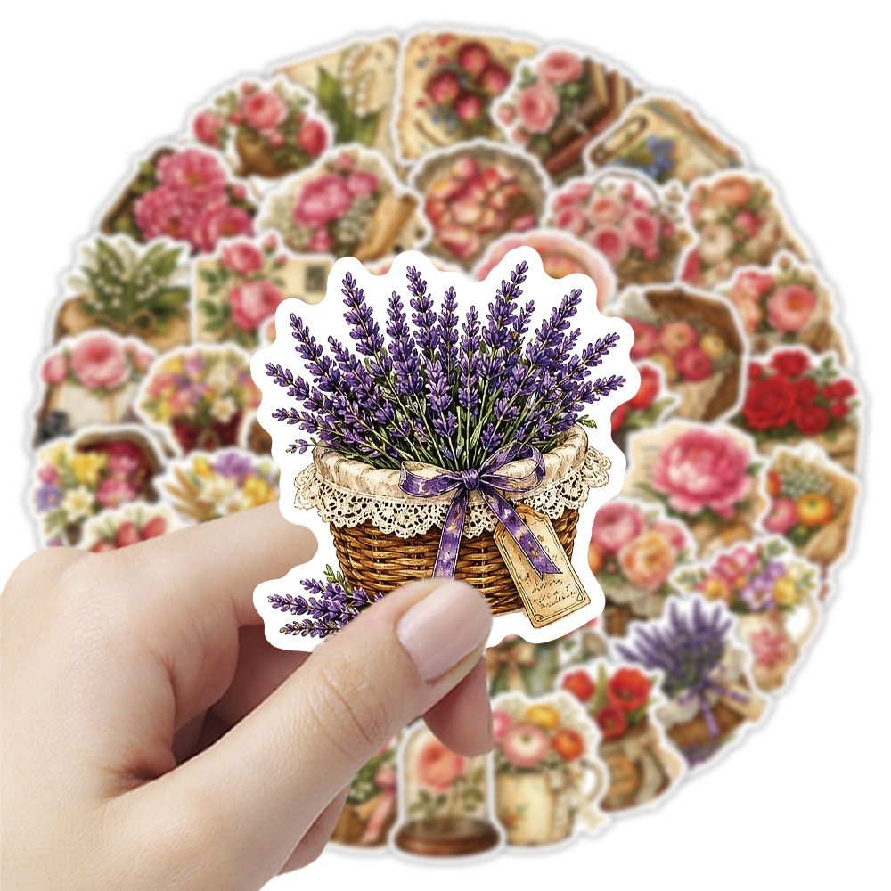 50 個ヴィンテージ花柄ステッカーレトロドライフラワーブーケ - Dried Flower Bulk のレビューと価格