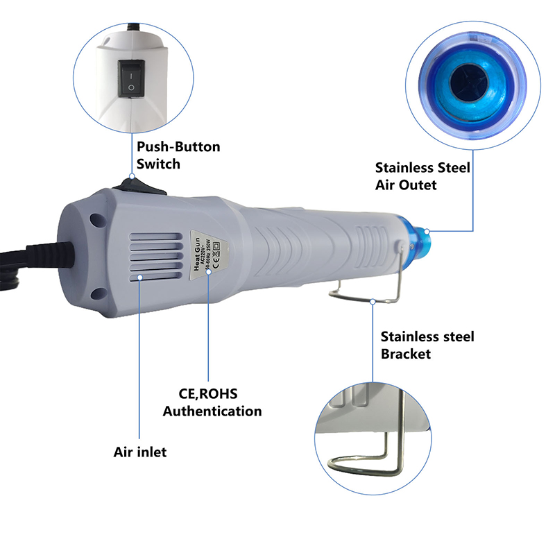 220V ヒートガンホットエアガン電力温度送風機 250 ワ - Heat Gun Small のレビューと価格