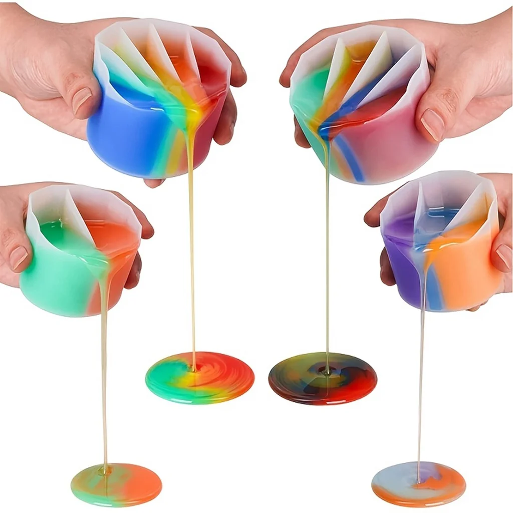 カラーミキシング分割カップ注ぐペイント DIY 手作り流体ク - Mixing Cup Silicone のレビューと価格