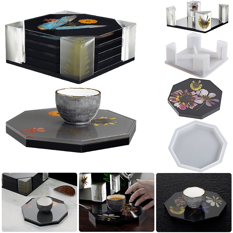 エポキシ樹脂製収納ボックス,円形,正方形,八角形,トレイ製造 - Coaster Mold Round のレビューと価格